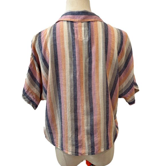 Rails Marley Linen Top Mandalay Stripe Button Front Tie Front Small - Picture 3 of 8